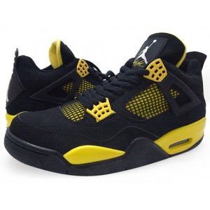 Air Jordan Retro 4 LS noir jaune en daim