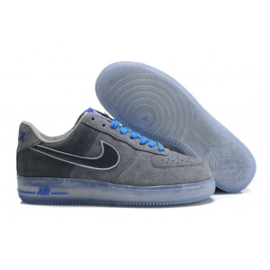 Chaussure air force 1 30th Gris Obsidian Bleu en suède