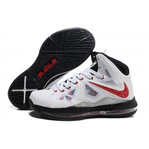 chaussures lebron 10 X blanc rouge noir