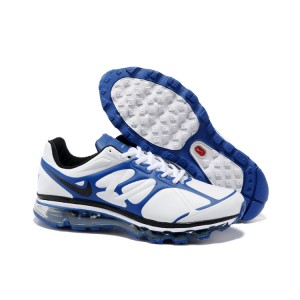 Basket chaussures de course air amx 2012 cuir blanc bleu