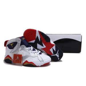 aire jordan 7 femme blanc argent rouge