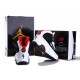 Jordan Retro 9 noir blanc rouge en daim