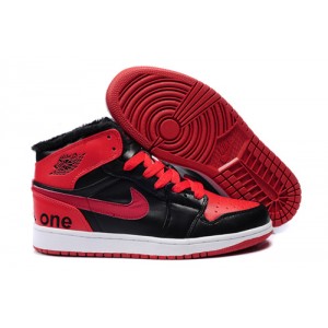 Air Jordan 1 haute noir rouge fourrure