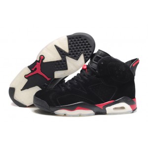 chaussures jordan 6 noir rouge daim