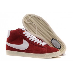 chaussures de basket rétro nike blazer en daim haute bordeaux blanc