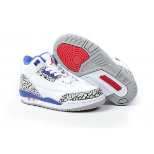 basket Jordan 3 enfant blanc bleu ciment