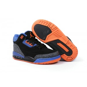 enfants Jordan 3 noir orange bleu