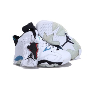 jordan retro 6 blanc bleu noir femme