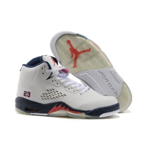 air jordans V blanc rouge mairne pour femme