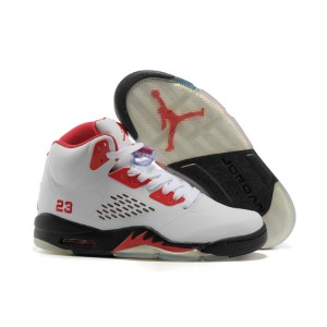 nike air jordan retro 5 homme blanche rouge noir en caoutchouc