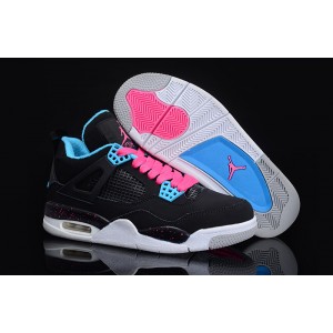 air jordan femme retro 4 noir bleu rose daim