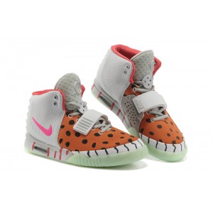 femmes nike air yeezy 2 noir dot orange gris