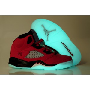 jordan 5 v glow in dark femme rouge