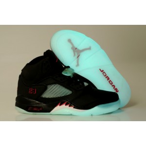 jordan 5 glow in the dark noir rouge femme