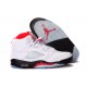 aire jordane 5 retro blanc Fire Red