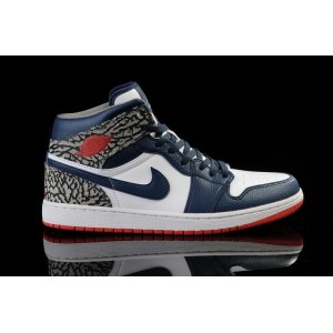 aire jordan retro 1 mid true bleu blanc ciment