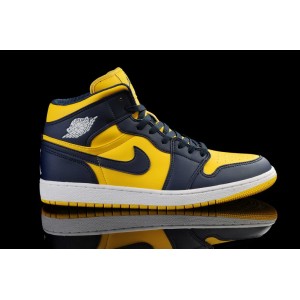 nike jordan 1 mid Varsity maïs / minuit marine - Blanc