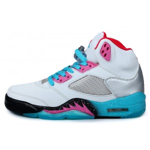 nike air jordan 5 retro blanc rose turquoise