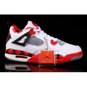 chaussures jordan 4 unc blanc rouge noir