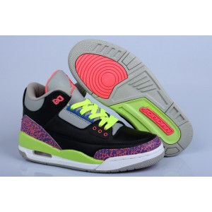 air jordan 3 fille noir violet rouge vert