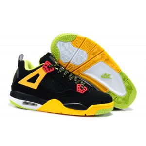 les chaussures jordan 4 enfant noir vert jaune