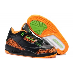 jordan 3 air fille enfant noir orange vert