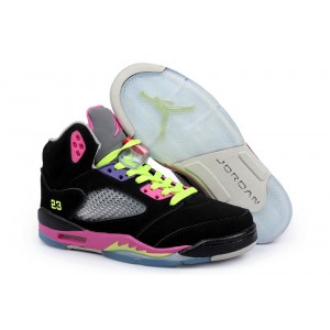 aire jordan 5 pour fille noir rose vert