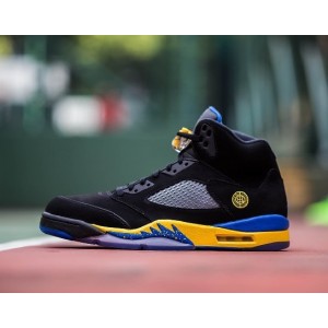 jordan 5 noir Maize bleu