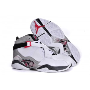 chaussure jordan 8.0 courir blanc gris rouge