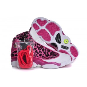 chaussures jordan 13 femme Leopard rose blanc