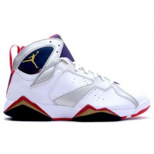 Air Jordan Retro 7 Blanc argent or Rouge Olympic