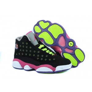 air jordans 13 noir vert rose femme