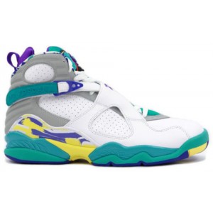 Chaussures Air Jordan 8 blanc Aqua Tone bleu jaune