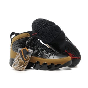 Air Jordan 9 (IX) Retro noir Light Olive True Rouge