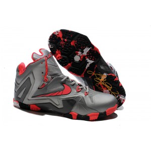 chaussures lebron 11 elite gris rouge noir