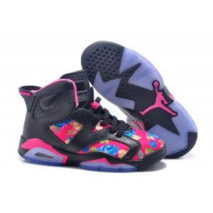 air jordan 6 pour les filles floral noir rose