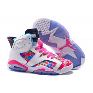 jordan 6 retro pas chere femme fleuri fuchsia blanc