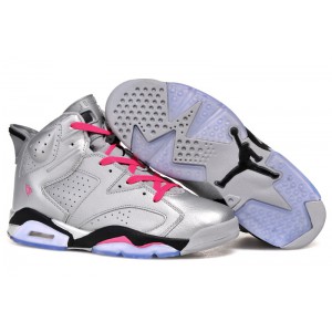 basket de basketball jordan 6 argent rose