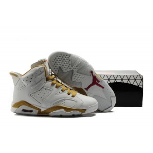 Basket Jordan 6 blanc or en cuir