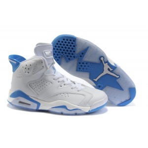 Nouvelle Air jordan 6 femme blanc bleu