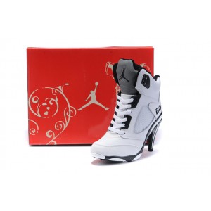 chaussure air jordan 5 en talon pour femme blanc noir