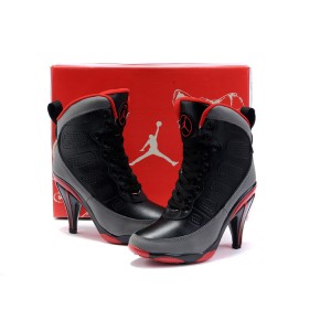 air jordan 9 a talon pour femme noir gris rouge