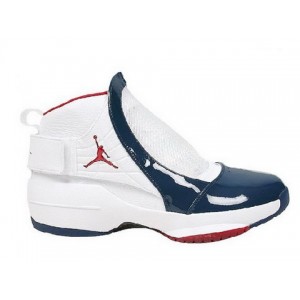 chaussure de basketball jordan 19 en ligne blanc rouge marine