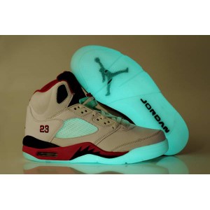 Nike Jordan 5 glow blanc rouge noir