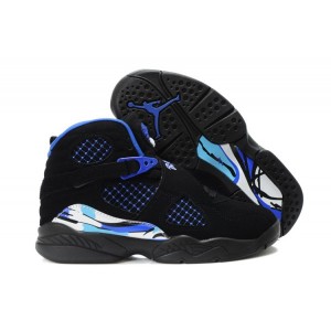 des Jordan 8 enfant noir bleu en daim