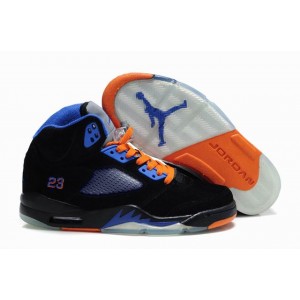 Jordan 5 noir orange bleu en daim