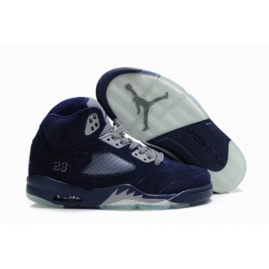 Air Jordan 5 retro en daim marine bleu argent