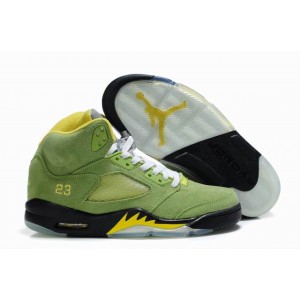 Air Jordan 5 vert noir maize en daim