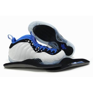 nike foamposite 1 blanc noir bleu